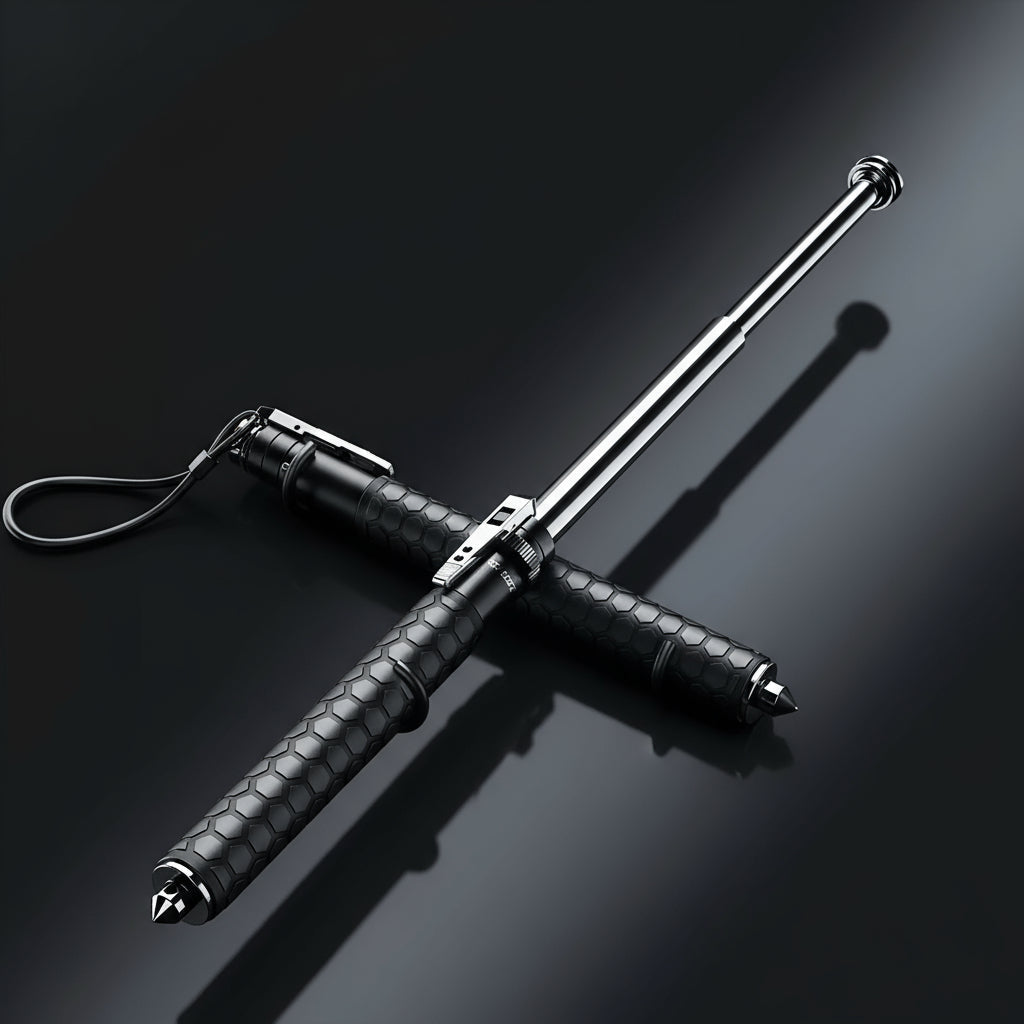Adjustable Ergonomic Walking Stick for Self-Defense with Quick-Deploy Function