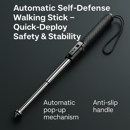 Adjustable Ergonomic Walking Stick for Self-Defense with Quick-Deploy Function