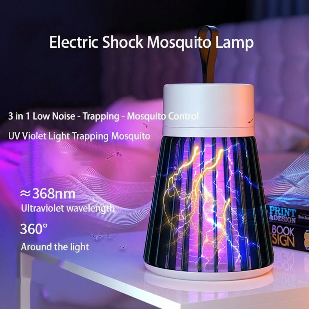 UV Light Mosquito Zapper Lamp with Electric Shock Grid - 6 Hour Use