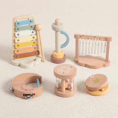 6-Piece Rattle Set – Wooden Toys for Babies