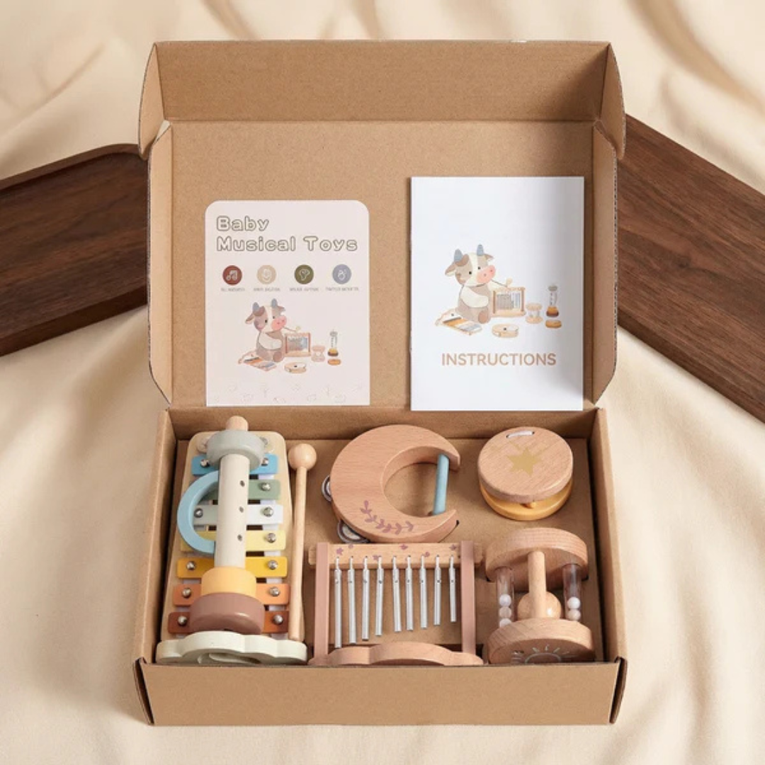 6-Piece Rattle Set – Wooden Toys for Babies