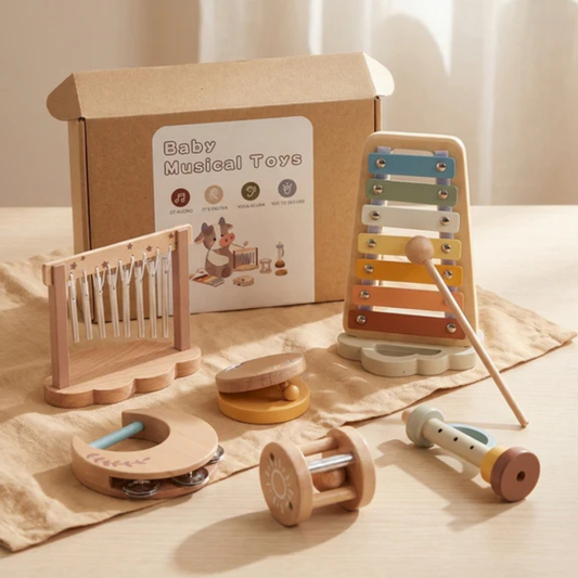 6-Piece Rattle Set – Wooden Toys for Babies