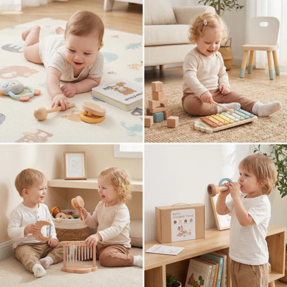 6-Piece Rattle Set – Wooden Toys for Babies