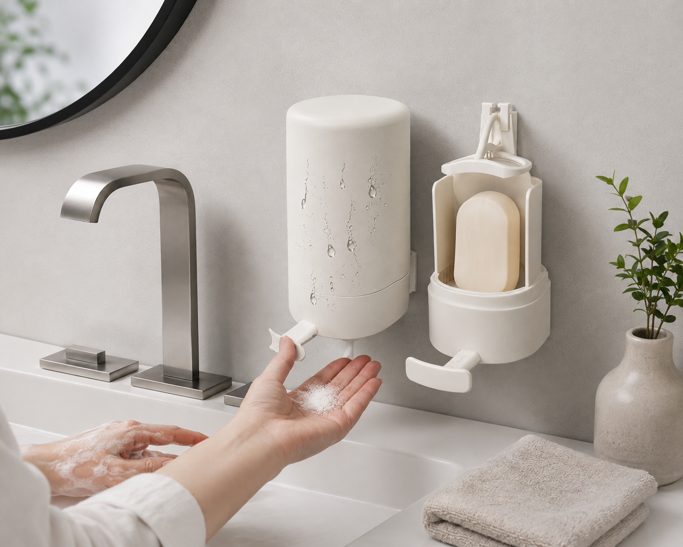 Hand Washing Soap Grinder – Wall-Mounted Dispenser in Waterproof ABS and Steel with 3-Level Gear