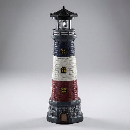 Outdoor Accent Solar Lighthouse with Rotating LED Illumination