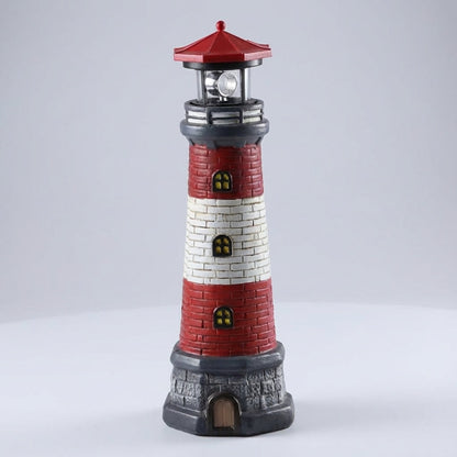 Outdoor Accent Solar Lighthouse with Rotating LED Illumination