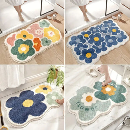 Floral Bath Mat with Non-Slip Design