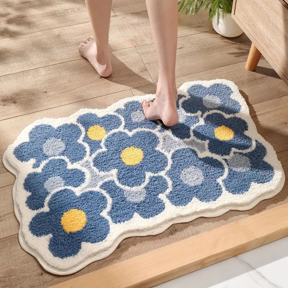 Floral Bath Mat with Non-Slip Design
