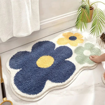 Floral Bath Mat with Non-Slip Design