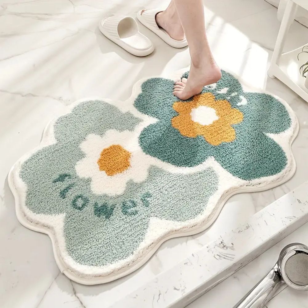 Floral Bath Mat with Non-Slip Design