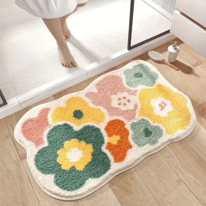 Floral Bath Mat with Non-Slip Design