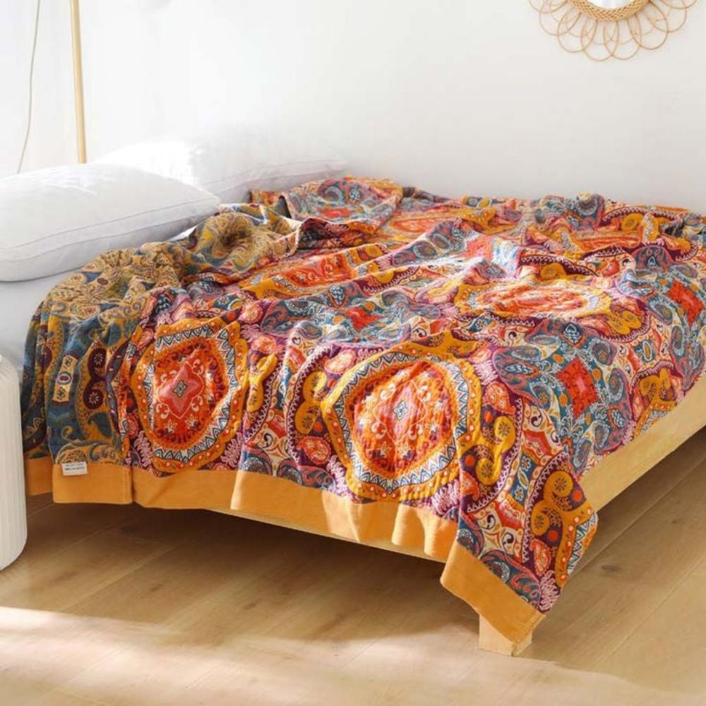 Bohemian Style Reversible Throw Blanket