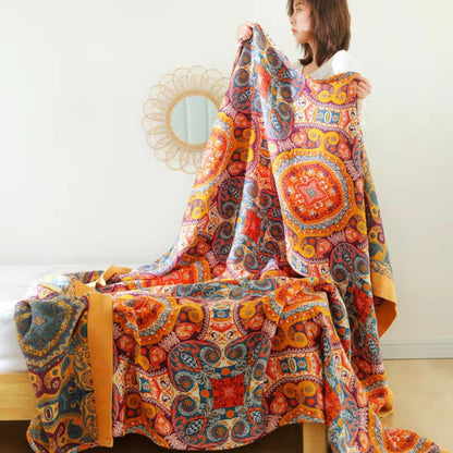Bohemian Style Reversible Throw Blanket