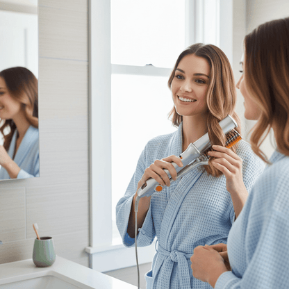 Ceramic Surface Rotating Hair Brush – 2-in-1 Adjustable Heat Styling Tool
