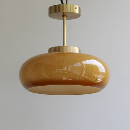 Yellow Glass Shade Semi-Flush Mount Ceiling Light in Vintage Design