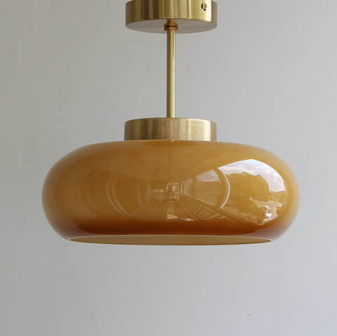 Yellow Glass Shade Semi-Flush Mount Ceiling Light in Vintage Design