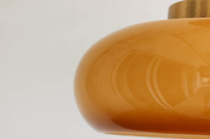 Yellow Glass Shade Semi-Flush Mount Ceiling Light in Vintage Design