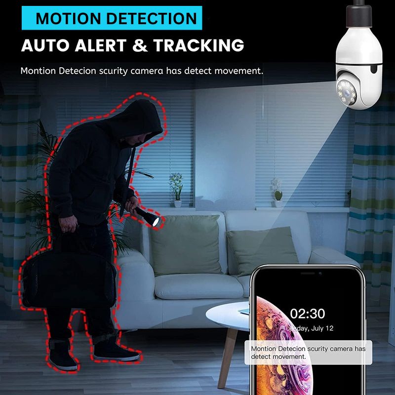 360° Panoramic View Light Bulb Camera with 1080P HD and Two-Way Audio