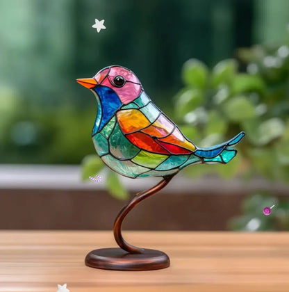 Colorful Window Bird Reflection Ornament with Suction Mount