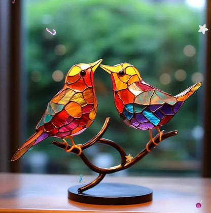 Colorful Window Bird Reflection Ornament with Suction Mount