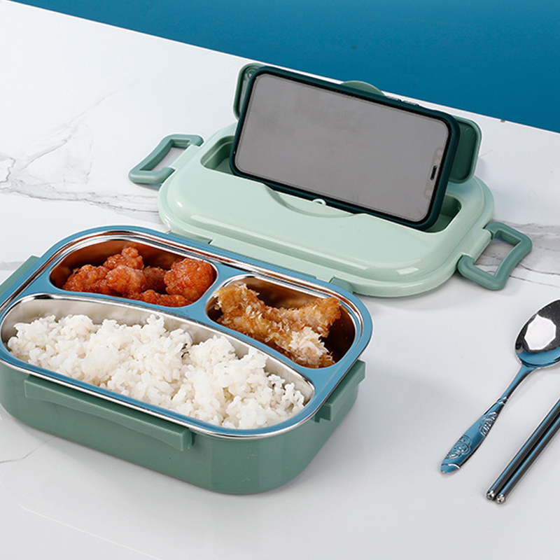 Divided Stainless Steel Lunch Container with Snap Lid and Soup Bowl