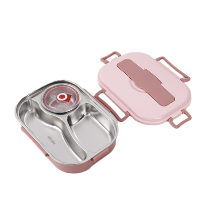 Divided Stainless Steel Lunch Container with Snap Lid and Soup Bowl