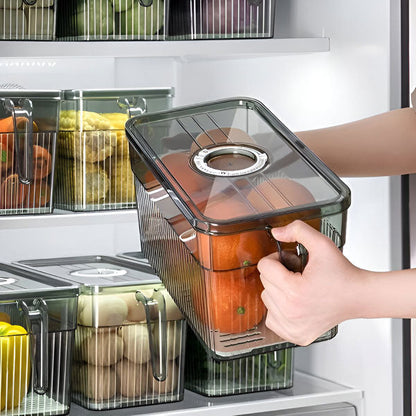 Clear Food Organizer with Airflow Lid and Space-Saving Design