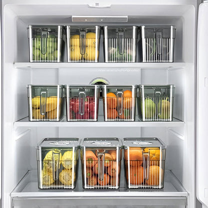 Clear Food Organizer with Airflow Lid and Space-Saving Design