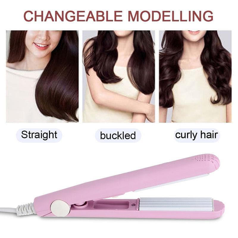 Compact Ceramic Hair Styler with Fast Heat Up and Dual Functionality