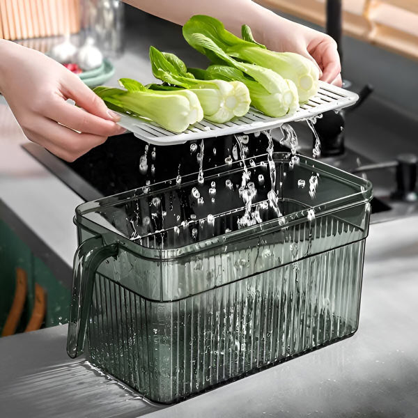 Clear Food Organizer with Airflow Lid and Space-Saving Design
