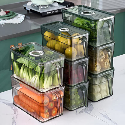 Clear Food Organizer with Airflow Lid and Space-Saving Design