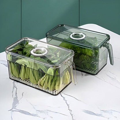 Clear Food Organizer with Airflow Lid and Space-Saving Design