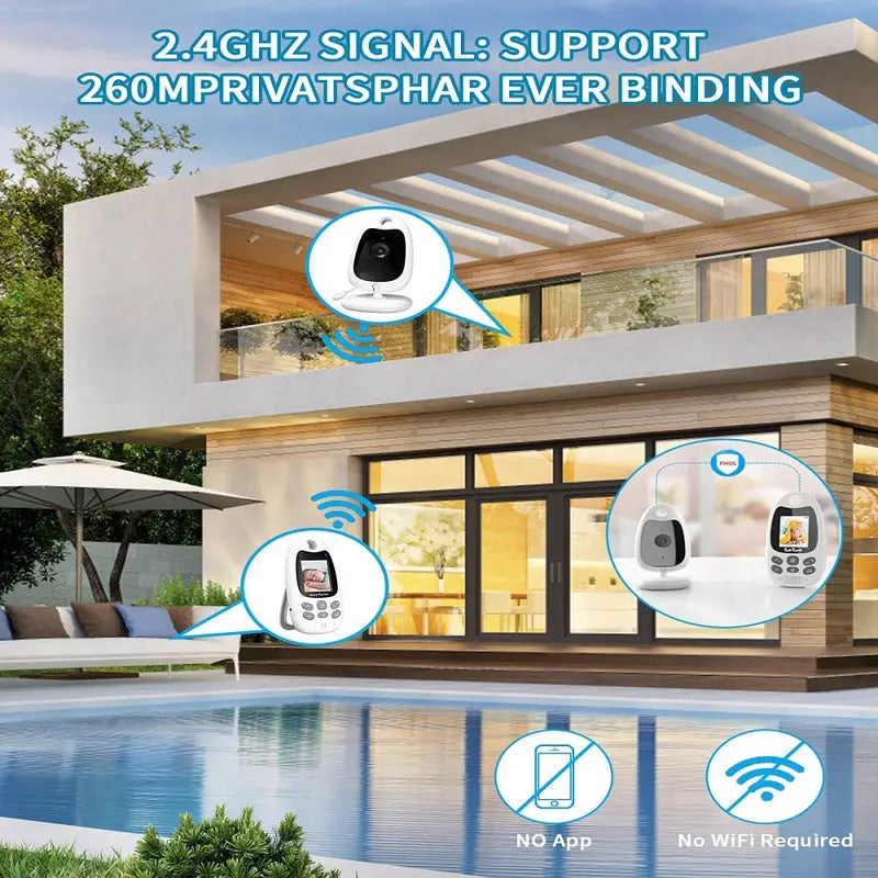 Audio and Video Baby Monitor with 3.5-Inch Color Display, Night Vision, Two-Way Communication, 300m Range