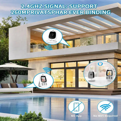 Audio and Video Baby Monitor with 3.5-Inch Color Display, Night Vision, Two-Way Communication, 300m Range