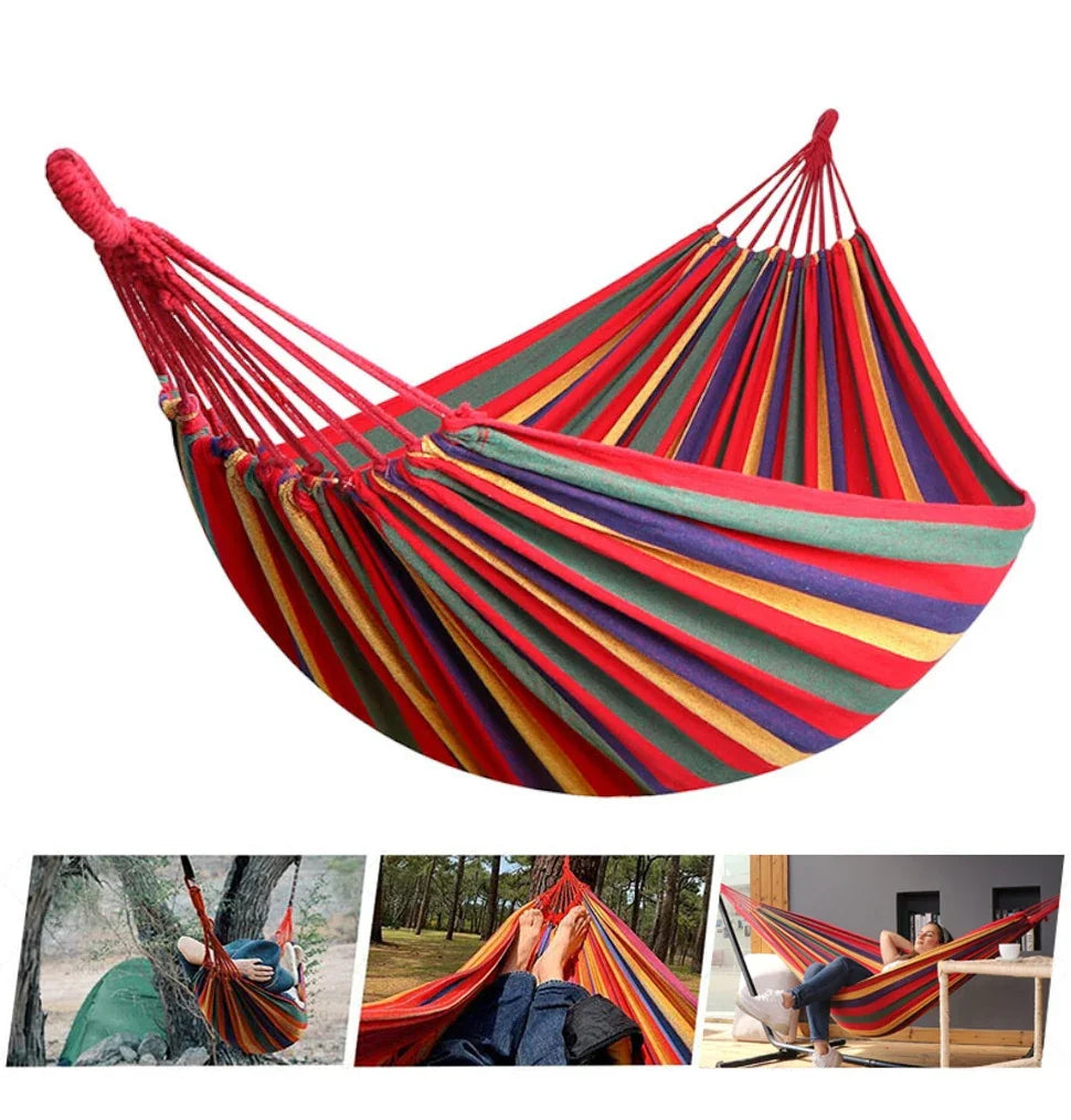 Comfortable Double Hammock with Stripes – Sturdy Construction