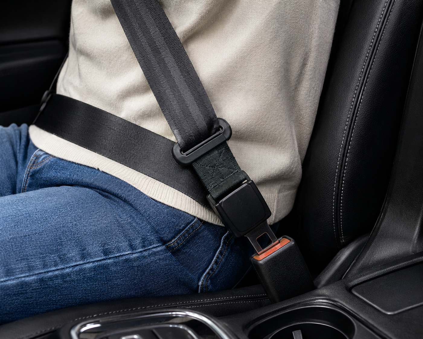 Adjustable Car Seat Belt Extension - Thick Polyester Strap for 2-Bolt Vehicles