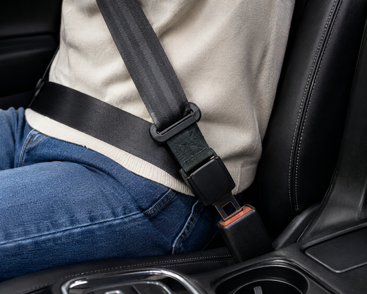 Adjustable Car Seat Belt Extension - Thick Polyester Strap for 2-Bolt Vehicles