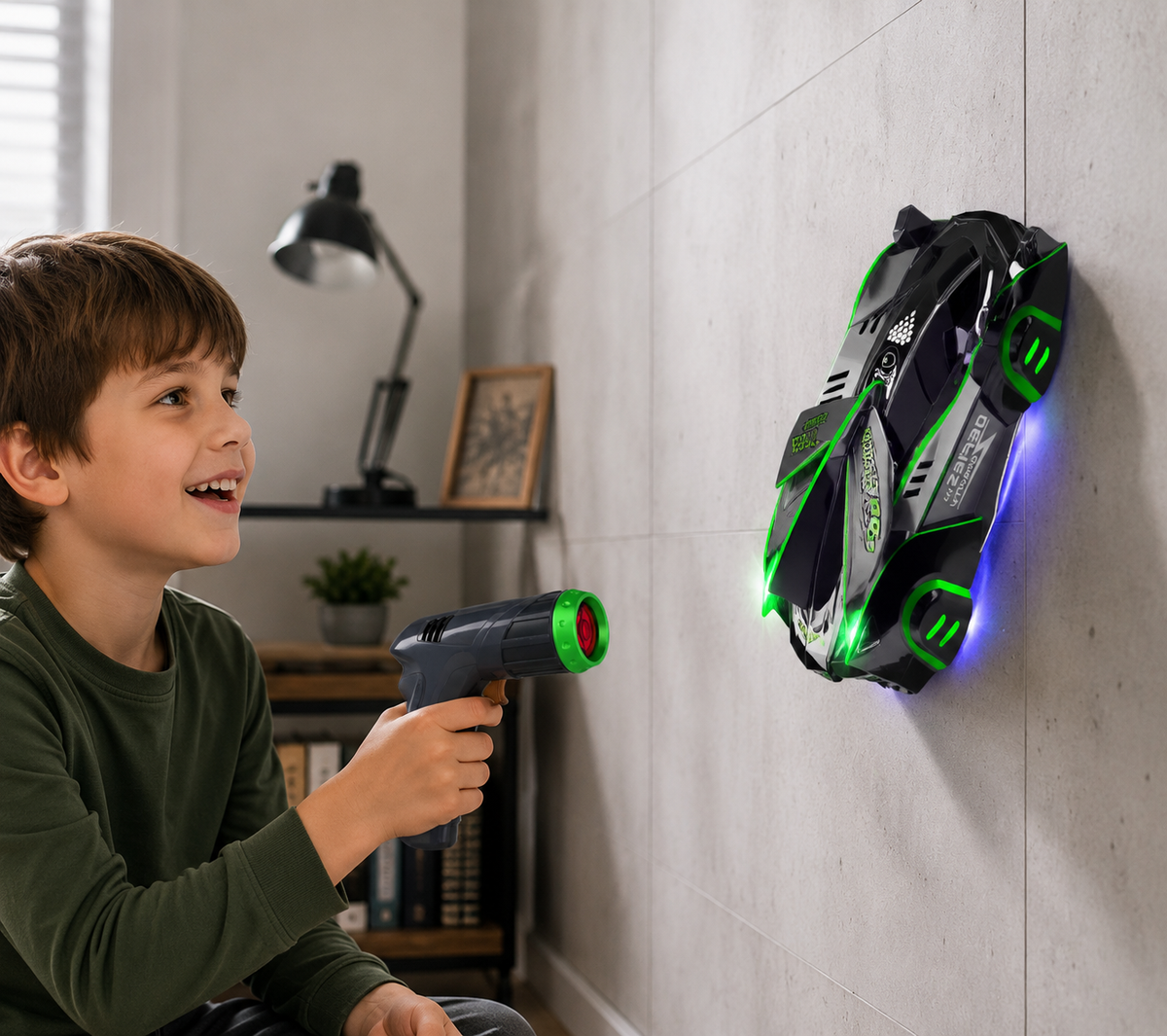 Gravity-Defying RC Stunt Car with LED Lights – Wall Climbing Toy for Kids, USB Rechargeable