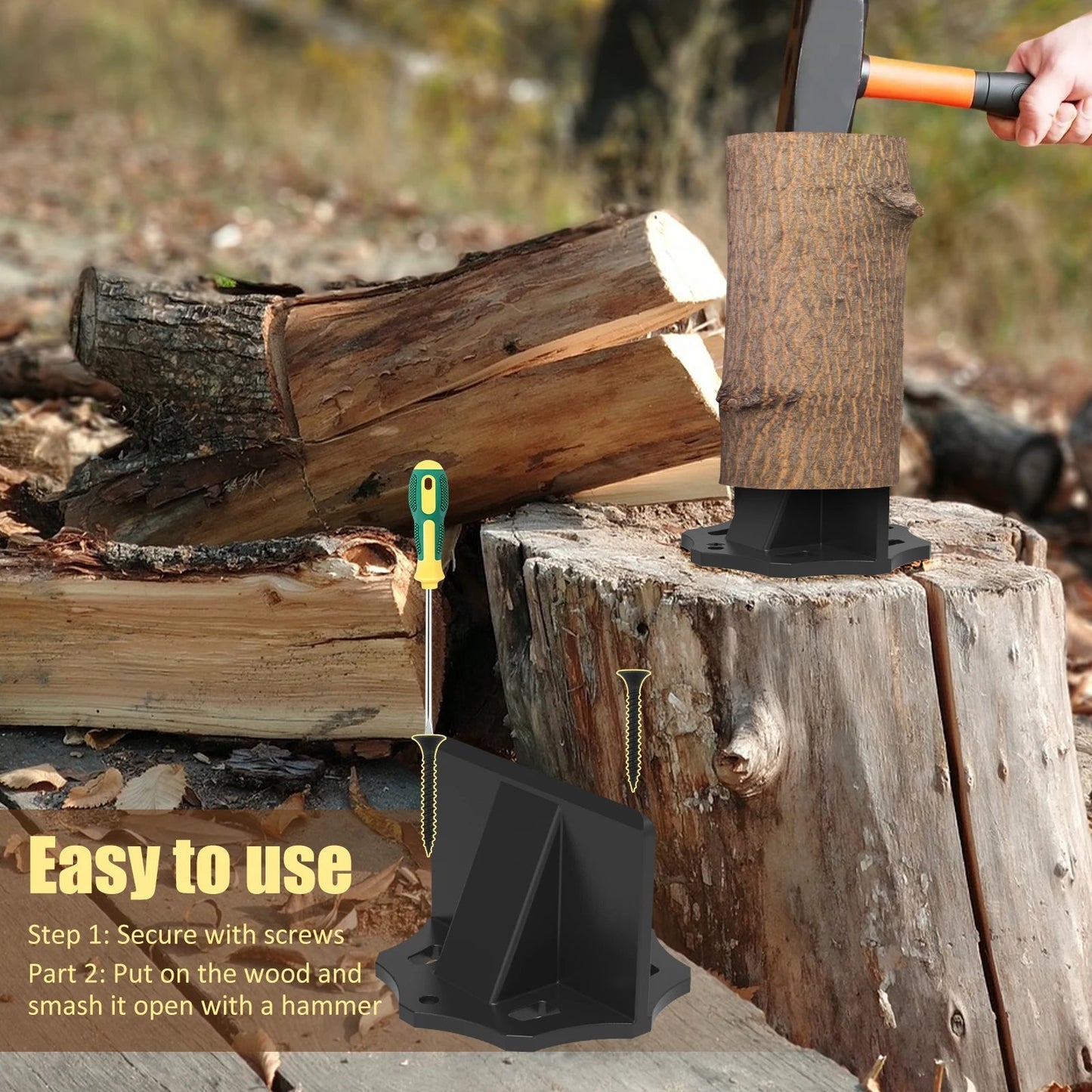 Carbon Steel Log Splitting Tool – Handy Portable Firewood Processor