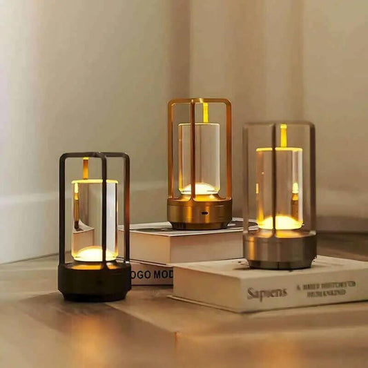 Adjustable Brightness Table Lamp – Cordless Crystal Lantern for Indoor/Outdoor