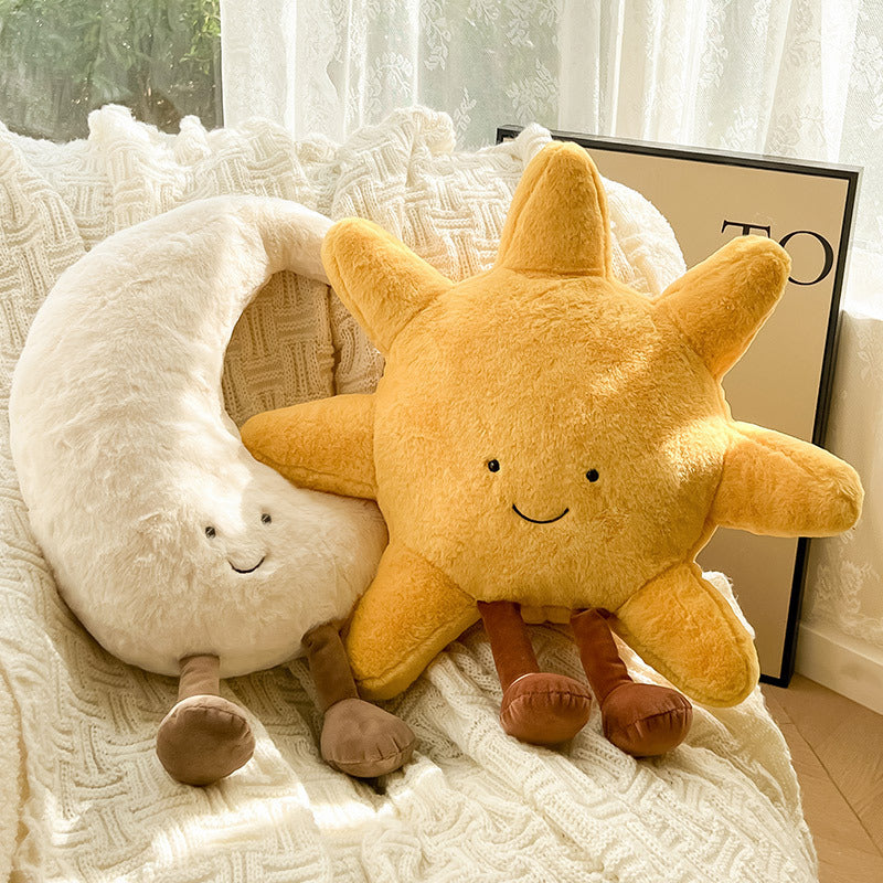 Soft Fabric Decorative Pillow with Sun and Moon Design | Cozy Home Accent