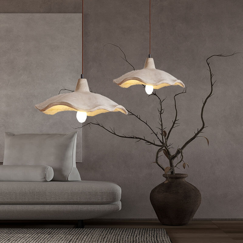 Elegant Flower-Shaped Chandelier in Vintage Cement – Home Lighting