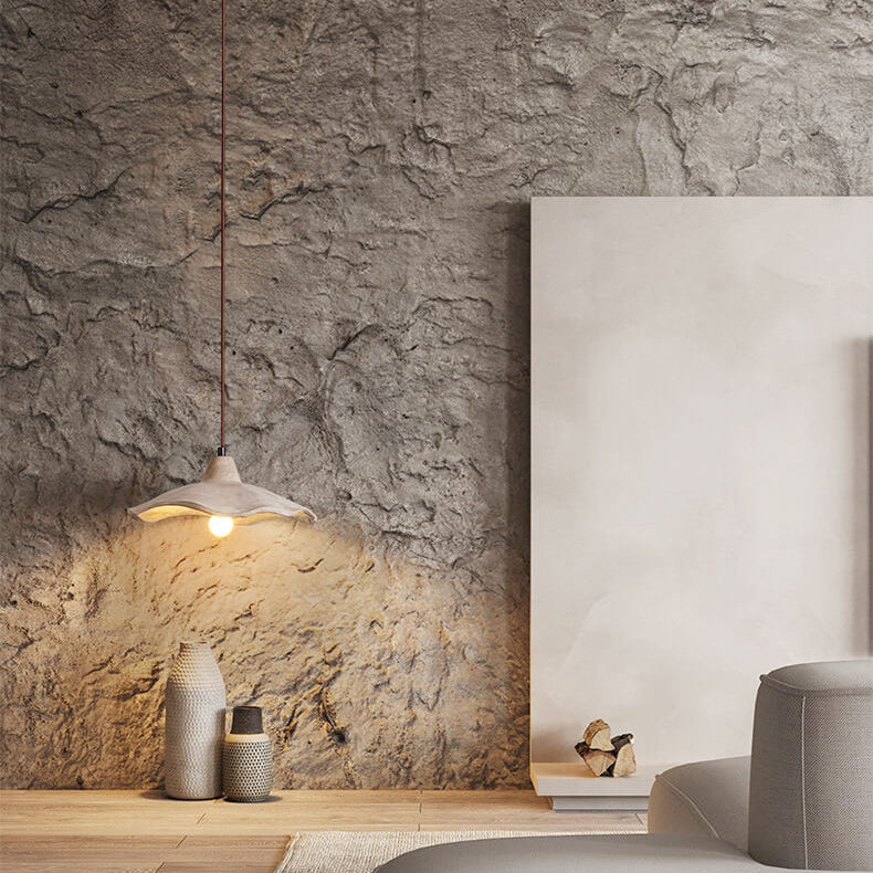Elegant Flower-Shaped Chandelier in Vintage Cement – Home Lighting