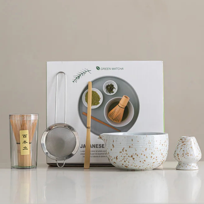 Ceramic Bowl Set for Matcha Preparation with Traditional Song Dynasty Design