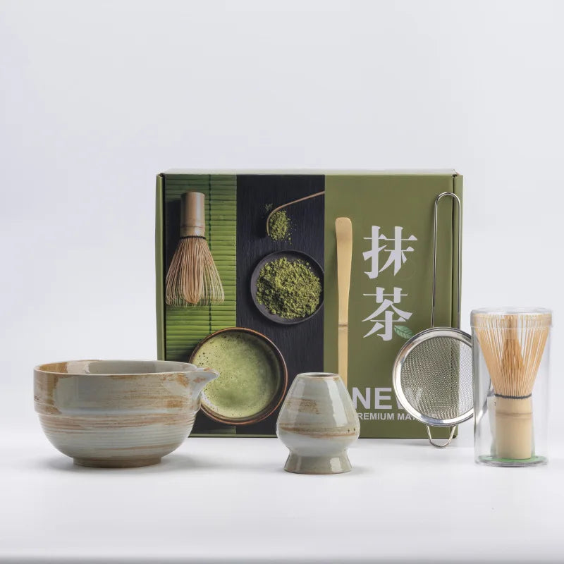 Ceramic Matcha Set with Bowl and Whisk – 5 Non-Toxic Pieces for Tea