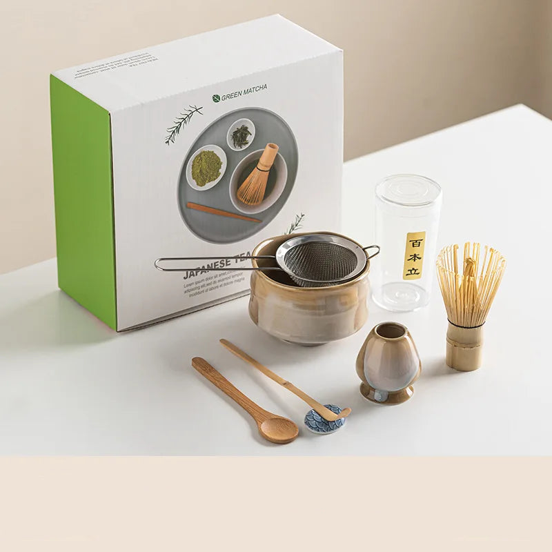 Vintage 7-Piece Ceramic Matcha Tea Set for Authentic Brewing