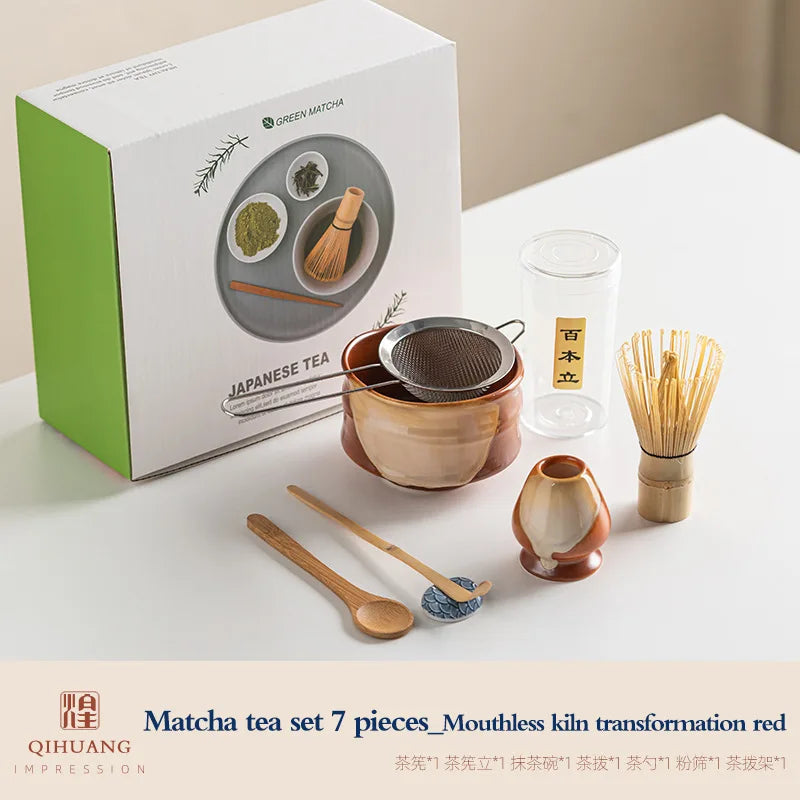 Vintage 7-Piece Ceramic Matcha Tea Set for Authentic Brewing