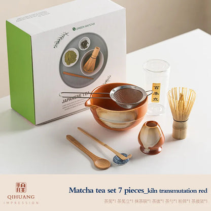Vintage 7-Piece Ceramic Matcha Tea Set for Authentic Brewing