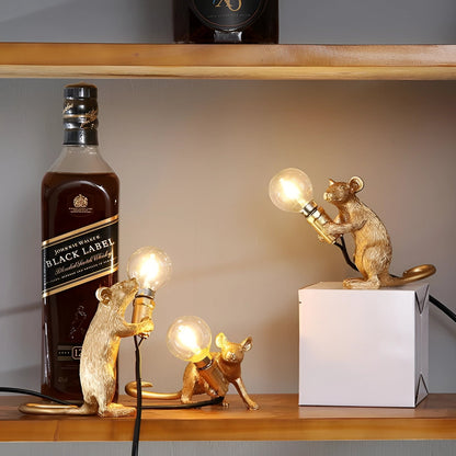 Charming Mouse Lamp - Animal-Shaped Desk Light with Gold Finish