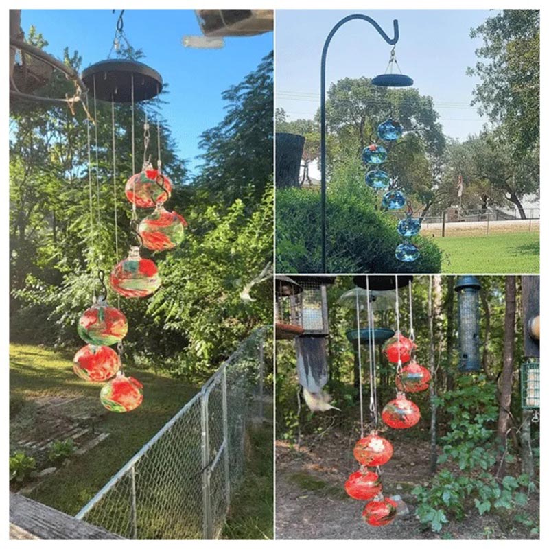Outdoor Decor – Elegant Wind Chimes and Handmade Glass Hummingbird Feeder